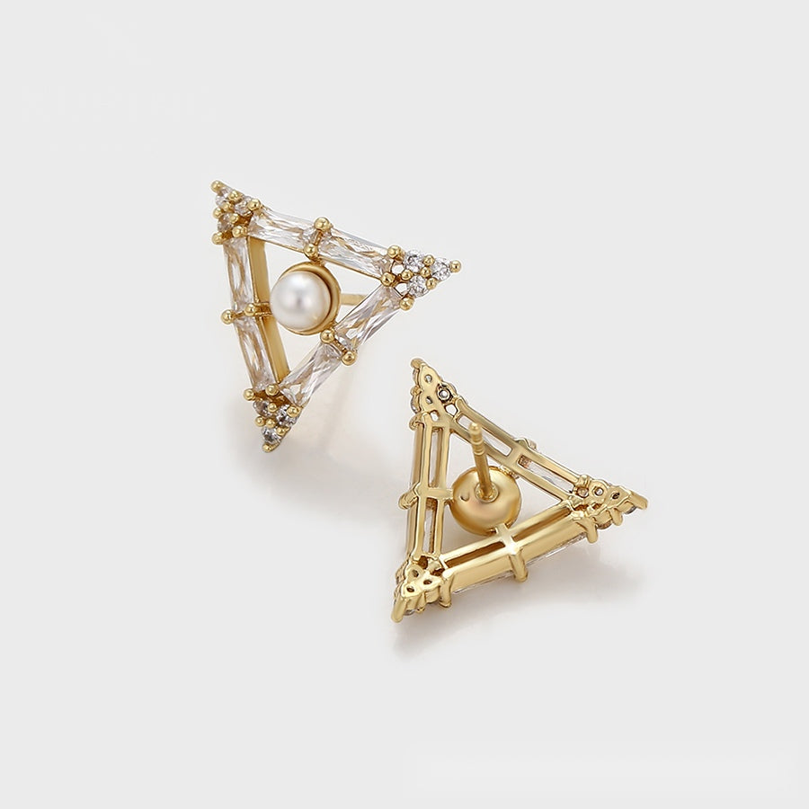 Triangle Pearl Earrings