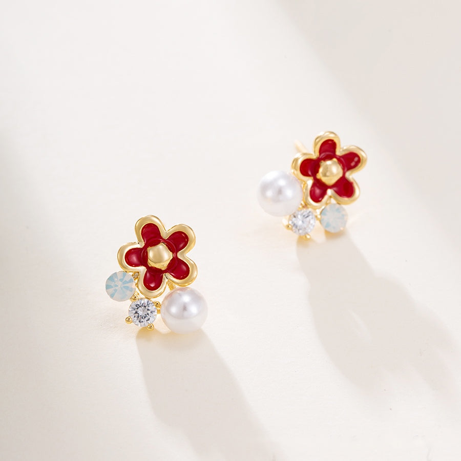 Red Blossom Earrings