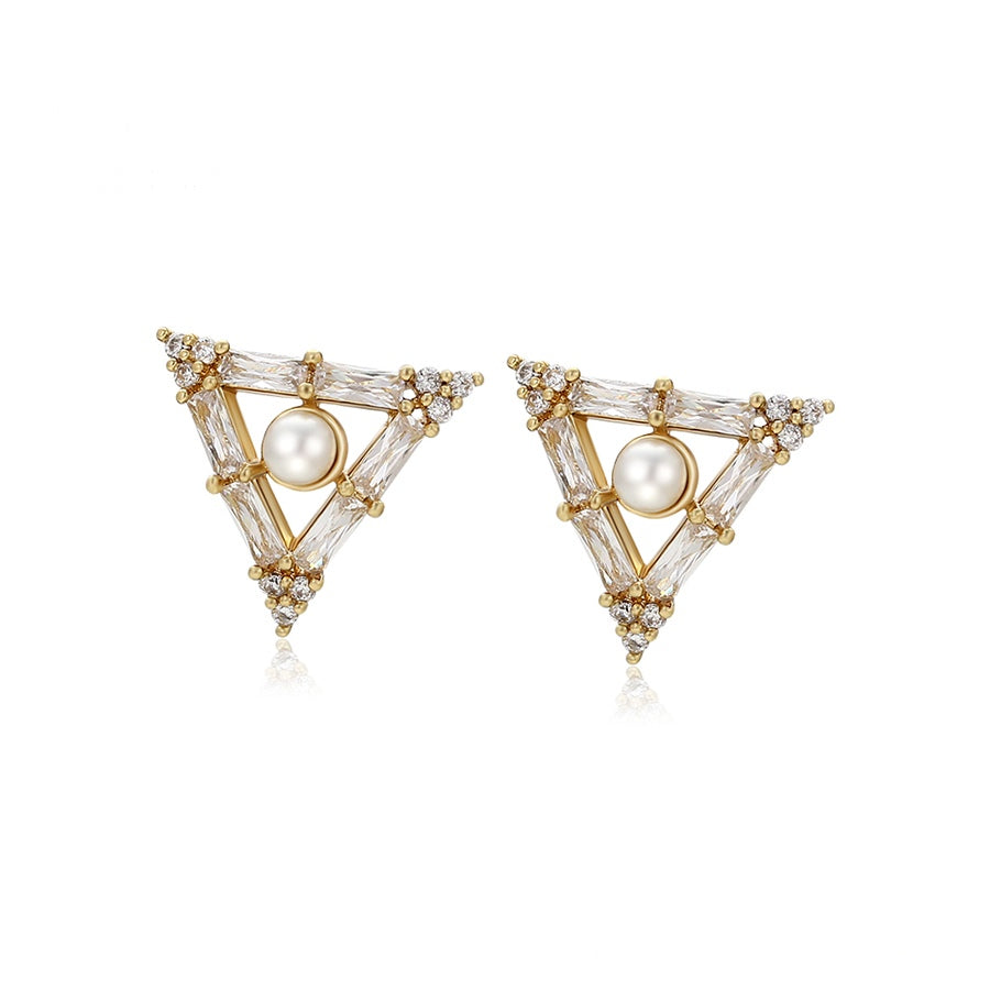 Triangle Pearl Earrings