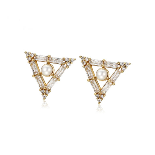 Triangle Pearl Earrings