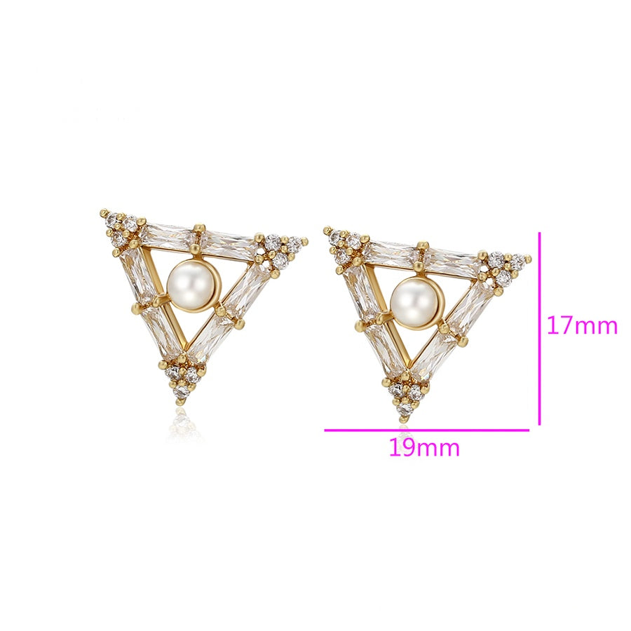 Triangle Pearl Earrings