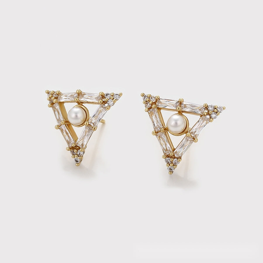 Triangle Pearl Earrings